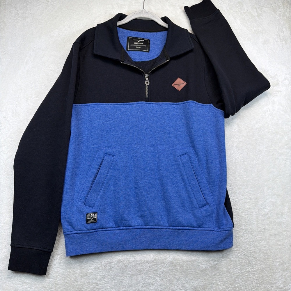 Kimes Ranch Diamond Head QZ Mens Small Blue Black 1/4 Zip Western Pullover